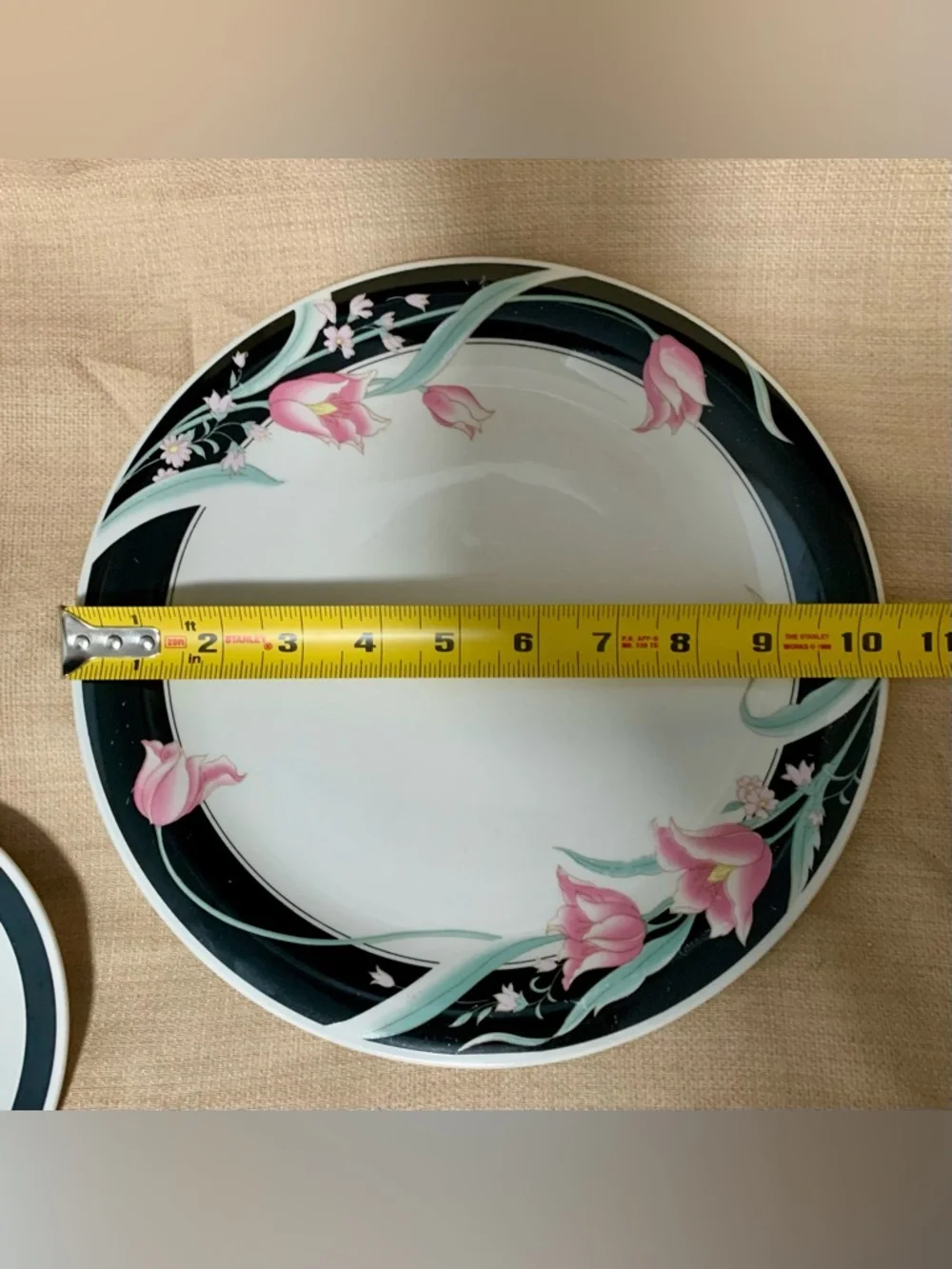 China Pearl 1988 Floral Stoneware Dinner Plate & Saucer Set (2-Piece)
